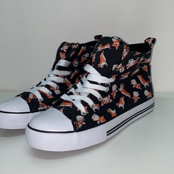 🔥Hot topic woman's corgi print high tops New - Picture 2 of 6